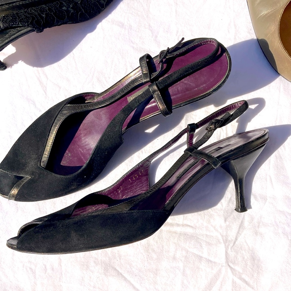 Bruno Magli Elegant Italian leather sling back kitten heels 10